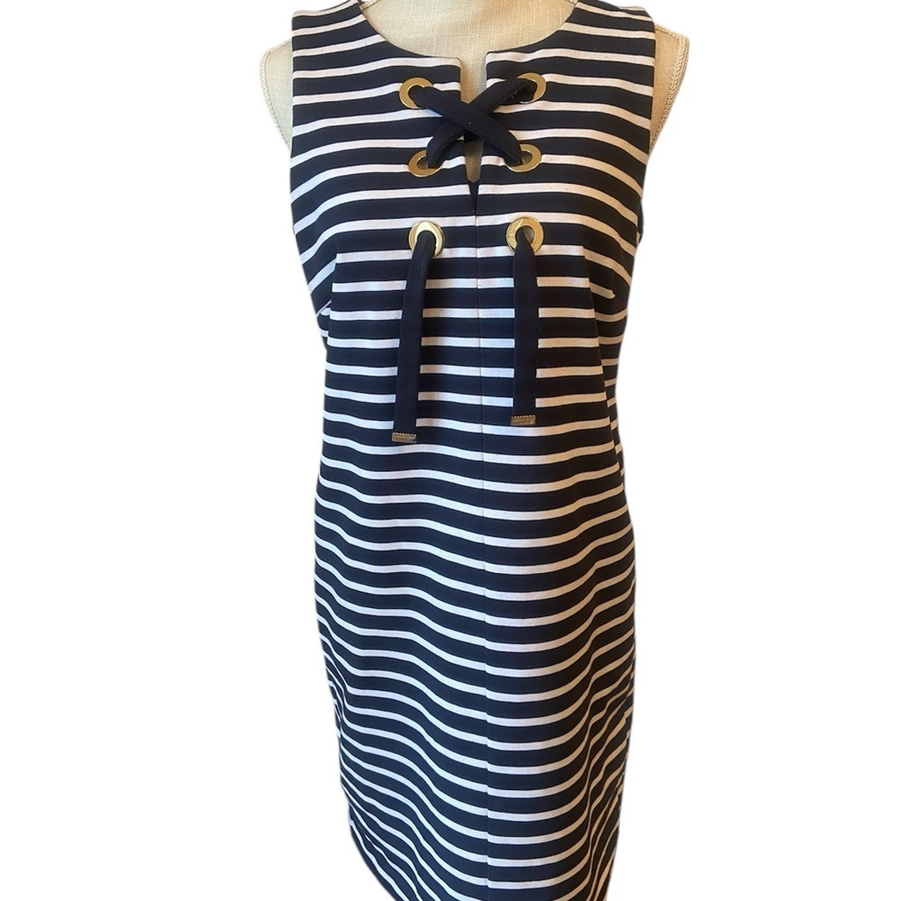 Michael Kors womens dress size medium blue & white stripes sleeveless